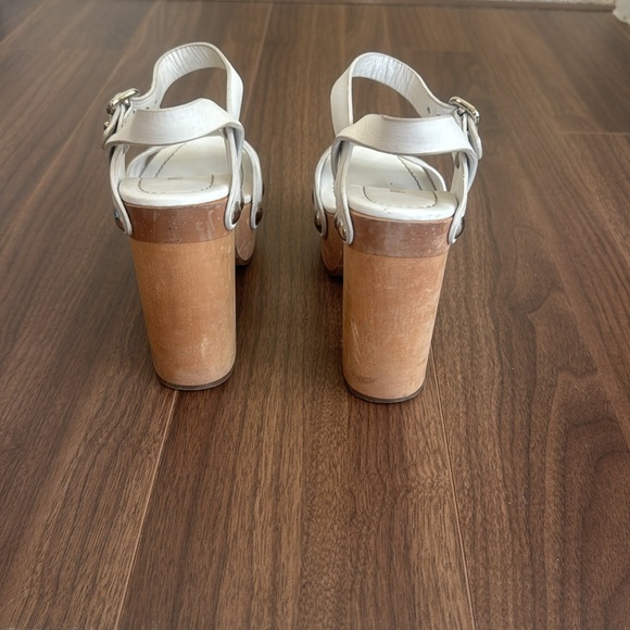 White and Wood Prada Platform Heels - Picture 5 of 6
